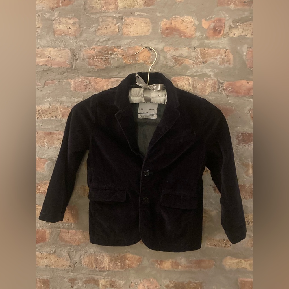 ZARA Boys Toddler Velvet Blazer Black Tuxedo Suit